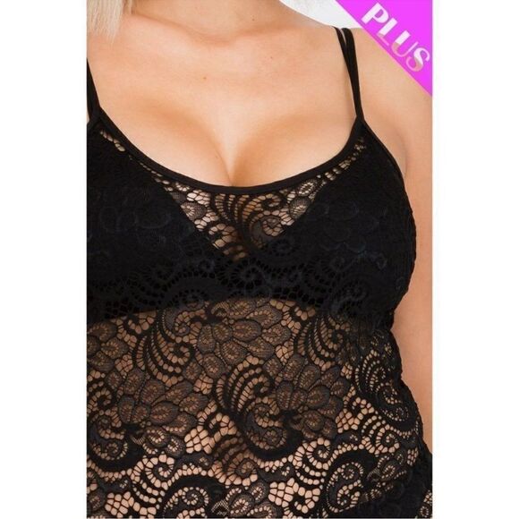 NWT Plus Size Curvy WHITE Lace Cami Bodysuit Criss Cross Open Back- Size 1XL - Picture 5 of 8